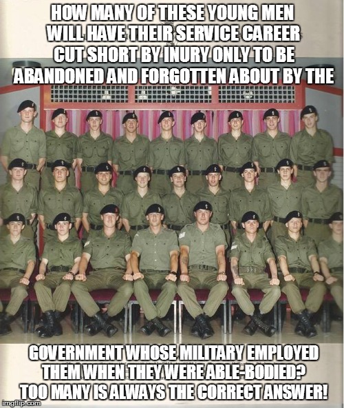 injured veterans | HOW MANY OF THESE YOUNG MEN WILL HAVE THEIR SERVICE CAREER CUT SHORT BY INURY ONLY TO BE ABANDONED AND FORGOTTEN ABOUT BY THE GOVERNMENT WHO | image tagged in injured veterans,army,veterans,so true memes,military | made w/ Imgflip meme maker