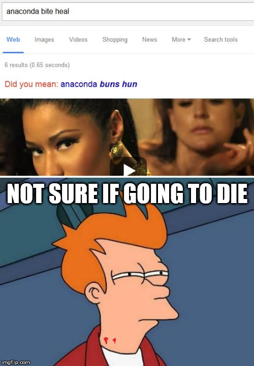 ..help | NOT SURE IF GOING TO DIE | image tagged in fry,anaconda,google | made w/ Imgflip meme maker