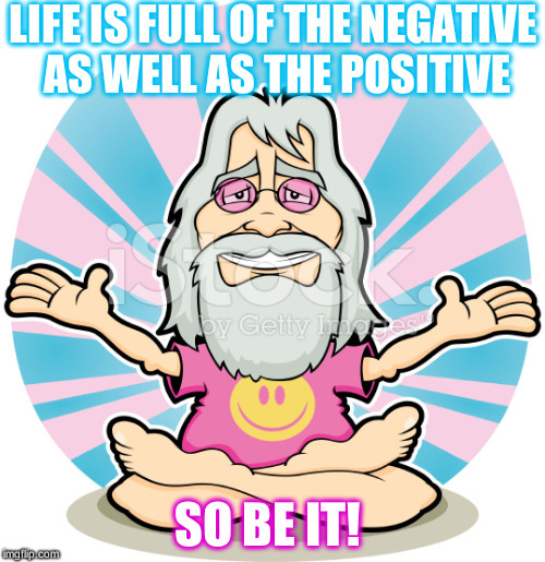 LIFE IS FULL OF THE NEGATIVE AS WELL AS THE POSITIVE SO BE IT! | made w/ Imgflip meme maker