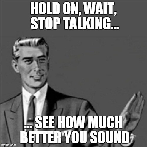 Correction guy | HOLD ON, WAIT, STOP TALKING... ... SEE HOW MUCH BETTER YOU SOUND | image tagged in correction guy | made w/ Imgflip meme maker