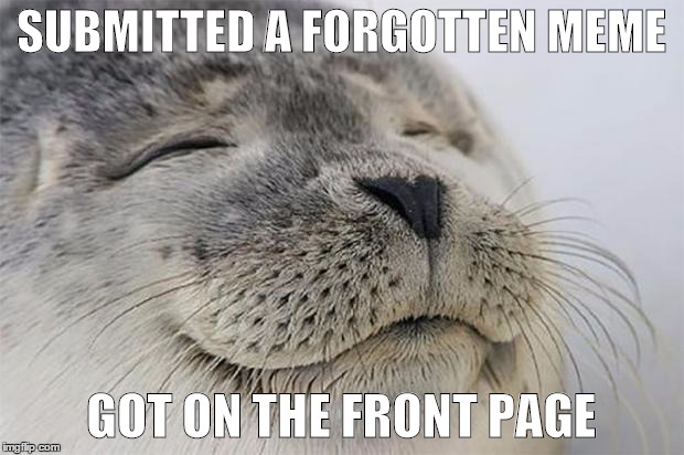 Satisfied Seal Meme | SUBMITTED A FORGOTTEN MEME GOT ON THE FRONT PAGE | image tagged in memes,satisfied seal | made w/ Imgflip meme maker