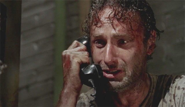 High Quality Rick Grimes and Phone Guy Blank Meme Template