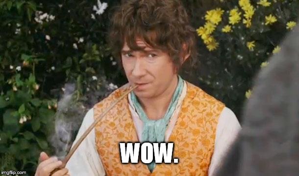 Fail to See Relevance Bilbo | WOW. | image tagged in fail to see relevance bilbo | made w/ Imgflip meme maker