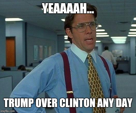 That Would Be Great Meme | YEAAAAH... TRUMP OVER CLINTON ANY DAY | image tagged in memes,that would be great | made w/ Imgflip meme maker