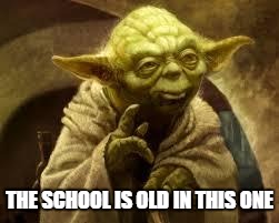 yoda | THE SCHOOL IS OLD IN THIS ONE | image tagged in yoda | made w/ Imgflip meme maker
