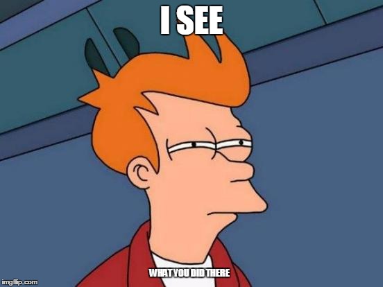Futurama Fry Meme | I SEE WHAT YOU DID THERE | image tagged in memes,futurama fry | made w/ Imgflip meme maker
