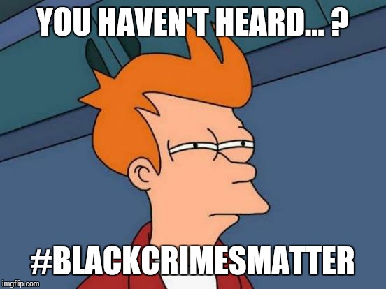 Futurama Fry Meme | YOU HAVEN'T HEARD... ? #BLACKCRIMESMATTER | image tagged in memes,futurama fry | made w/ Imgflip meme maker
