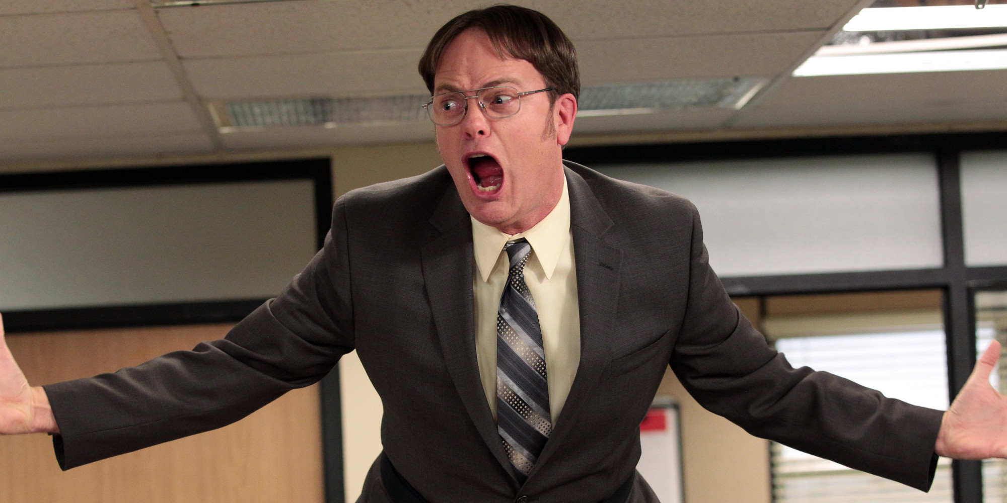 High Quality dwight schrute yelling angry Blank Meme Template