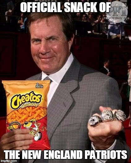 OFFICIAL SNACK OF THE NEW ENGLAND PATRIOTS | image tagged in belichick,cheatos,snack | made w/ Imgflip meme maker