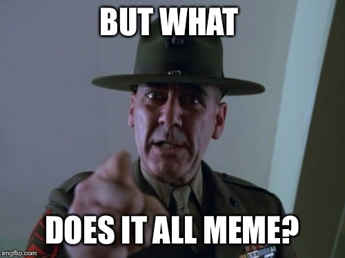 Sergeant Hartmann Meme | BUT WHAT DOES IT ALL MEME? | image tagged in memes,sergeant hartmann | made w/ Imgflip meme maker