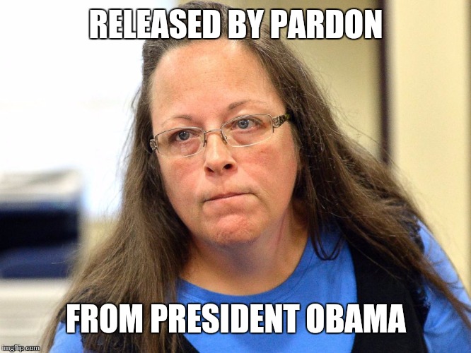 Kim Davis | RELEASED BY PARDON FROM PRESIDENT OBAMA | image tagged in kim davis | made w/ Imgflip meme maker