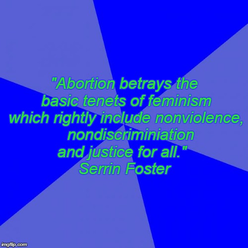 Blank Blue Background Meme | "Abortion betrays the basic tenets of feminism which rightly include nonviolence, 

nondiscriminiation and justice for all."

     

Serrin  | image tagged in memes,blank blue background | made w/ Imgflip meme maker