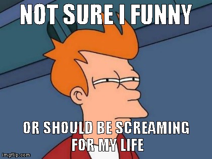 Futurama Fry Meme | NOT SURE I FUNNY OR SHOULD BE SCREAMING FOR MY LIFE | image tagged in memes,futurama fry | made w/ Imgflip meme maker