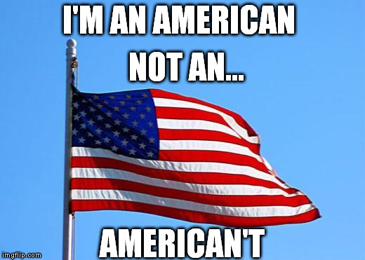 Damn control freaks need to stop telling this American what He can and can not do and where he can and can not do it! | I'M AN AMERICAN AMERICAN'T NOT AN... | image tagged in american flag | made w/ Imgflip meme maker