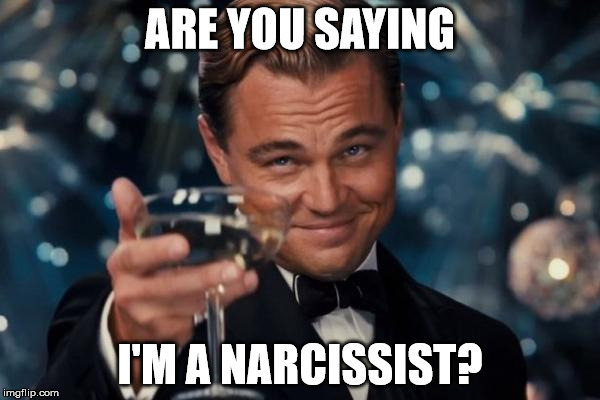 Leonardo Dicaprio Cheers | ARE YOU SAYING I'M A NARCISSIST? | image tagged in memes,leonardo dicaprio cheers | made w/ Imgflip meme maker