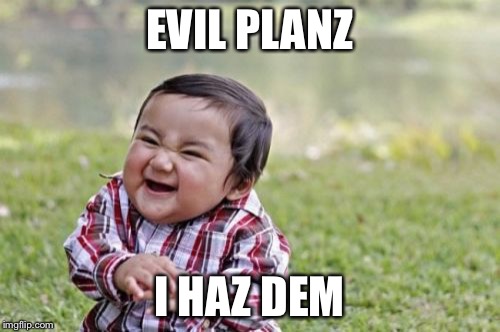Evil Toddler Meme | EVIL PLANZ I HAZ DEM | image tagged in memes,evil toddler | made w/ Imgflip meme maker