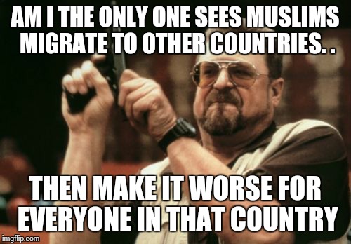 Am I The Only One Around Here Meme | AM I THE ONLY ONE SEES MUSLIMS MIGRATE TO OTHER COUNTRIES. . THEN MAKE IT WORSE FOR EVERYONE IN THAT COUNTRY | image tagged in memes,am i the only one around here | made w/ Imgflip meme maker