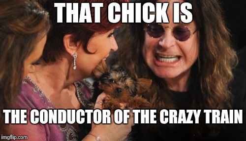 Selfish Ozzy | THAT CHICK IS THE CONDUCTOR OF THE CRAZY TRAIN | image tagged in memes,selfish ozzy | made w/ Imgflip meme maker