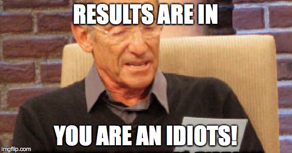 RESULTS ARE IN YOU ARE AN IDIOTS! | made w/ Imgflip meme maker