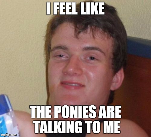 10 Guy Meme | I FEEL LIKE THE PONIES ARE TALKING TO ME | image tagged in memes,10 guy | made w/ Imgflip meme maker