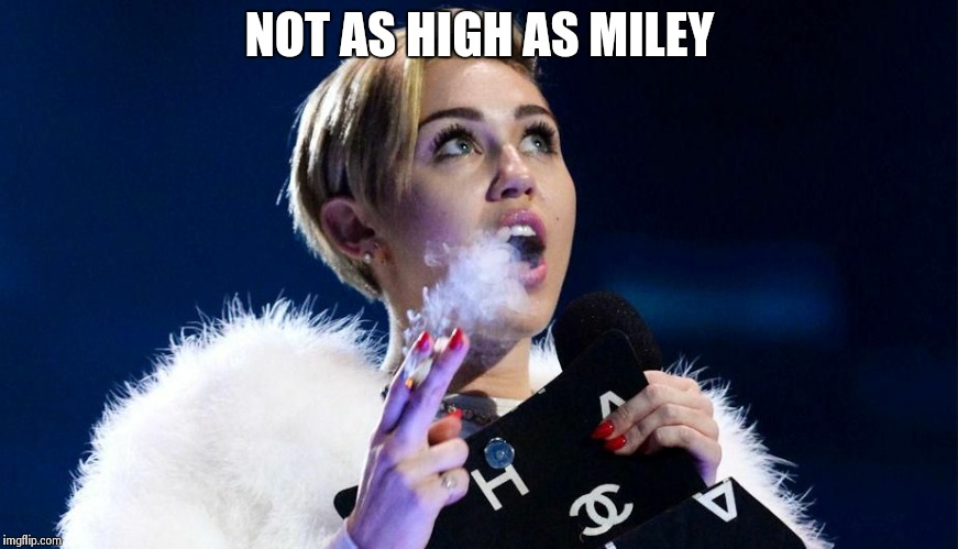 miley cyrus | NOT AS HIGH AS MILEY | image tagged in miley cyrus | made w/ Imgflip meme maker