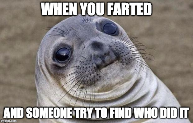 Awkward Moment Sealion | WHEN YOU FARTED AND SOMEONE TRY TO FIND WHO DID IT | image tagged in memes,awkward moment sealion | made w/ Imgflip meme maker