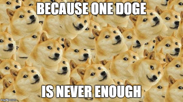 Multi Doge Meme | BECAUSE ONE DOGE IS NEVER ENOUGH | image tagged in memes,multi doge | made w/ Imgflip meme maker