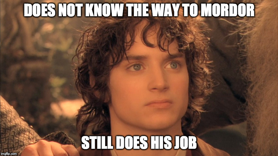 DOES NOT KNOW THE WAY TO MORDOR STILL DOES HIS JOB | image tagged in i will take the ring | made w/ Imgflip meme maker