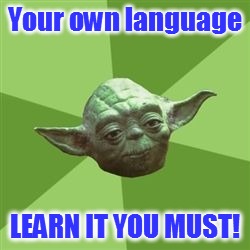 You take yoda advise | Your own language LEARN IT YOU MUST! | image tagged in you take yoda advise | made w/ Imgflip meme maker