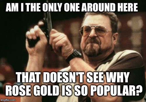 Am I The Only One Around Here | AM I THE ONLY ONE AROUND HERE THAT DOESN'T SEE WHY ROSE GOLD IS SO POPULAR? | image tagged in memes,am i the only one around here | made w/ Imgflip meme maker