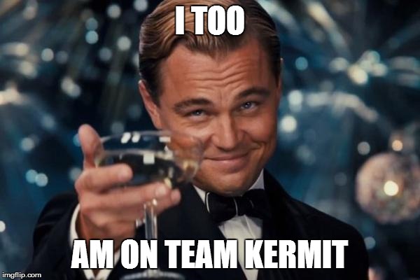 Leonardo Dicaprio Cheers Meme | I TOO AM ON TEAM KERMIT | image tagged in memes,leonardo dicaprio cheers | made w/ Imgflip meme maker