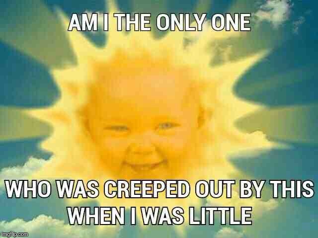 The Terrors of Childhood | . | image tagged in funny,teletubbies | made w/ Imgflip meme maker
