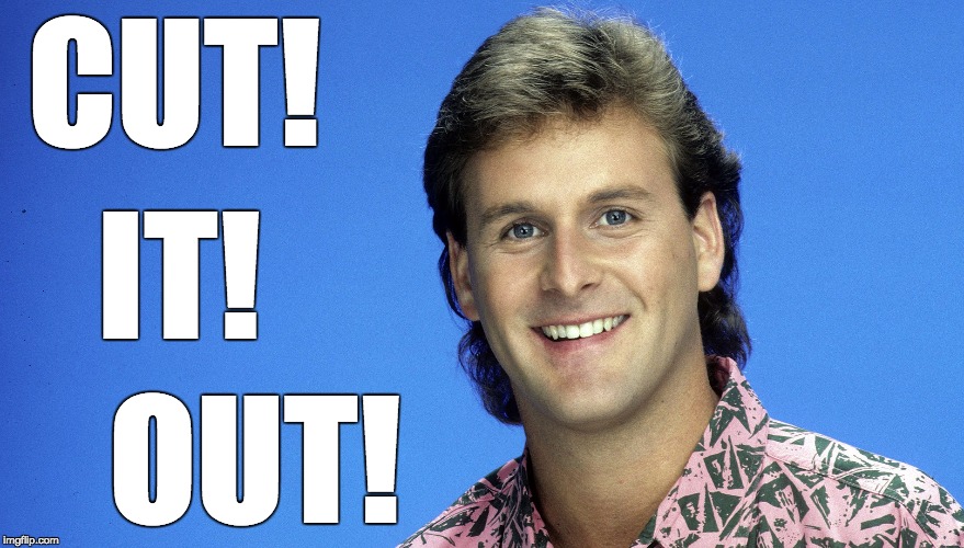 CUT! OUT! IT! | image tagged in joey - full house | made w/ Imgflip meme maker