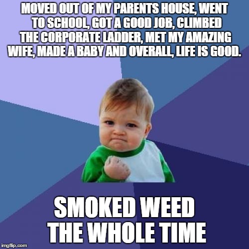 Success Kid | MOVED OUT OF MY PARENTS HOUSE, WENT  TO SCHOOL, GOT A GOOD JOB, CLIMBED THE CORPORATE LADDER, MET MY AMAZING WIFE, MADE A BABY AND OVERALL,  | image tagged in memes,success kid,AdviceAnimals | made w/ Imgflip meme maker