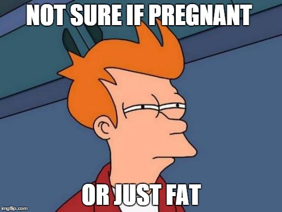 Futurama Fry Meme | NOT SURE IF PREGNANT OR JUST FAT | image tagged in memes,futurama fry | made w/ Imgflip meme maker