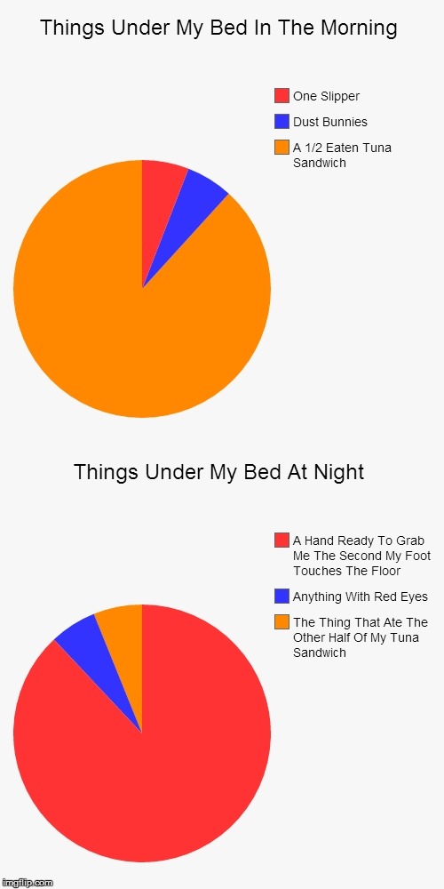 Day vs Night Fears | image tagged in memes,pie chart | made w/ Imgflip meme maker