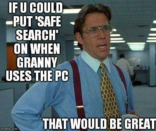 That Would Be Great Meme | IF U COULD PUT 'SAFE SEARCH' ON WHEN GRANNY USES THE PC THAT WOULD BE GREAT | image tagged in memes,that would be great | made w/ Imgflip meme maker