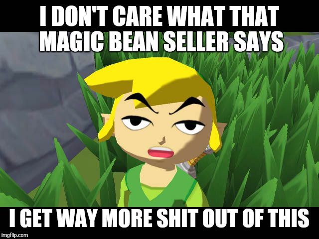 High Link | I DON'T CARE WHAT THAT MAGIC BEAN SELLER SAYS I GET WAY MORE SHIT OUT OF THIS | image tagged in high link | made w/ Imgflip meme maker