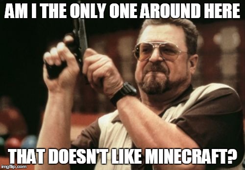 Am I The Only One Around Here | AM I THE ONLY ONE AROUND HERE THAT DOESN'T LIKE MINECRAFT? | image tagged in memes,am i the only one around here | made w/ Imgflip meme maker