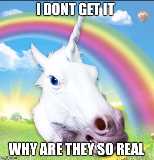 I DONT GET IT WHY ARE THEY SO REAL | image tagged in unicorn | made w/ Imgflip meme maker