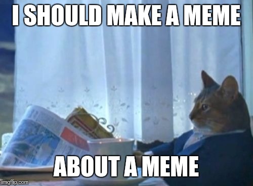 I Should Buy A Boat Cat Meme | I SHOULD MAKE A MEME ABOUT A MEME | image tagged in memes,i should buy a boat cat | made w/ Imgflip meme maker