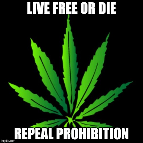 LIVE FREE OR DIE REPEAL PROHIBITION | image tagged in pot leaf,live free or die,repeal prohibition,liberty,libertarian | made w/ Imgflip meme maker