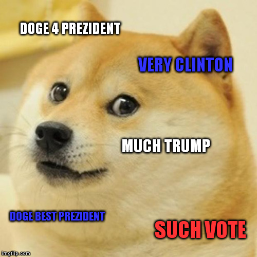 Forget Clinton.
Forget Trump.
Vote for Doge! | DOGE 4 PREZIDENT VERY CLINTON MUCH TRUMP DOGE BEST PREZIDENT SUCH VOTE | image tagged in memes,doge | made w/ Imgflip meme maker
