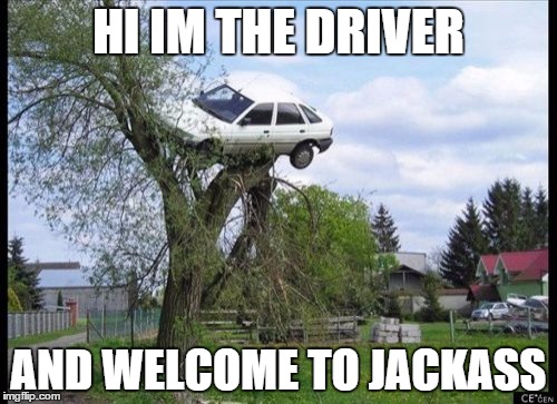 Secure Parking Meme | HI IM THE DRIVER AND WELCOME TO JACKASS | image tagged in memes,secure parking | made w/ Imgflip meme maker