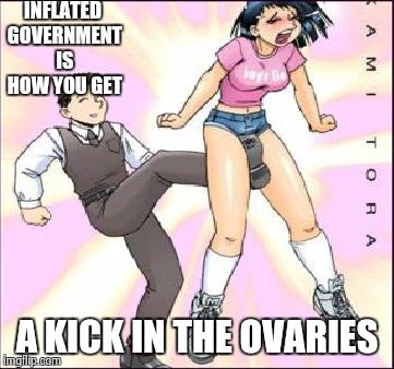 for that Overmoderated group | INFLATED GOVERNMENT IS HOW YOU GET A KICK IN THE OVARIES | image tagged in cunt punt | made w/ Imgflip meme maker