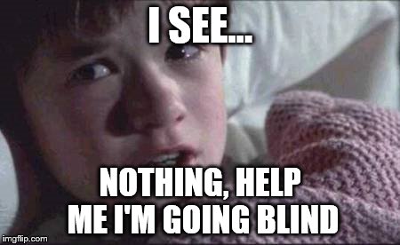 I See Dead People | I SEE... NOTHING, HELP ME I'M GOING BLIND | image tagged in memes,i see dead people | made w/ Imgflip meme maker