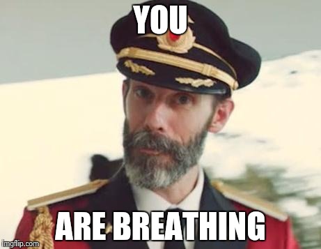 Captain Obvious | YOU ARE BREATHING | image tagged in captain obvious | made w/ Imgflip meme maker