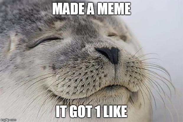 Satisfied | MADE A MEME IT GOT 1 LIKE | image tagged in memes,satisfied seal | made w/ Imgflip meme maker