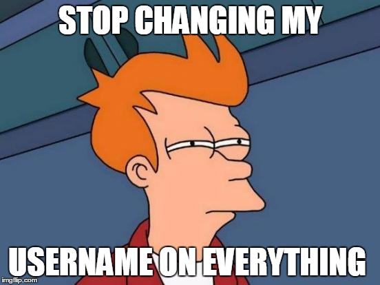 Futurama Fry Meme | STOP CHANGING MY USERNAME ON EVERYTHING | image tagged in memes,futurama fry | made w/ Imgflip meme maker