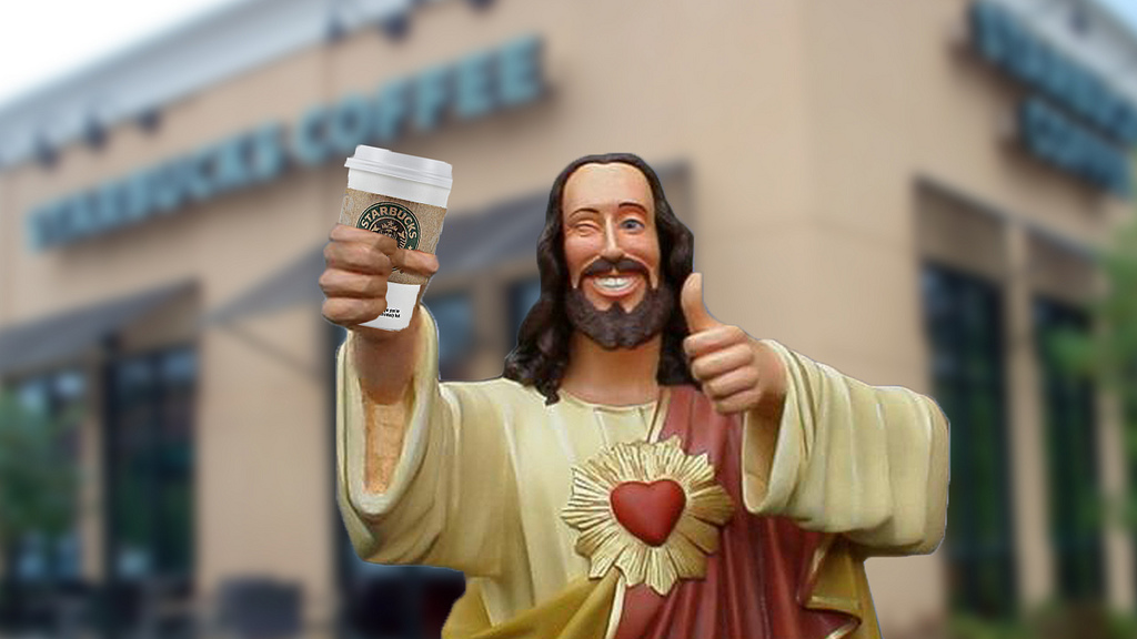 High Quality Jesus Starbucks Coffee Blank Meme Template